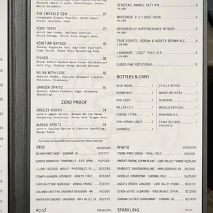 Drinks Menu