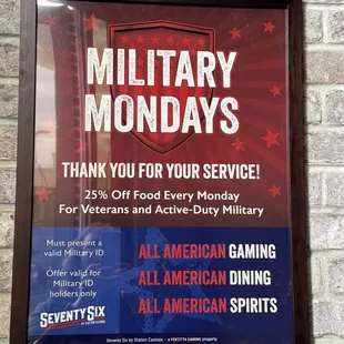 Mondays are for Vets!