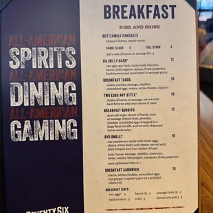 Menu - breakfast (served 24/7!)