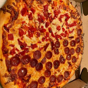 My mom and I loved this half pepperoni and red pepper pizza. Best pizza in Pittsburgh!