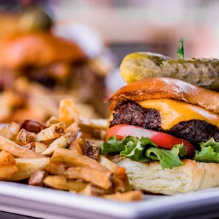 Cheese Burger and Hand-cut fries