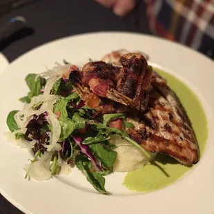 Special of the Day! Amazing grilled flavor and look at those bacon wrapped shrimp!