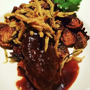 Kobe Beef Short Rib with Zucchini Shoestrings and Brussel Sprouts