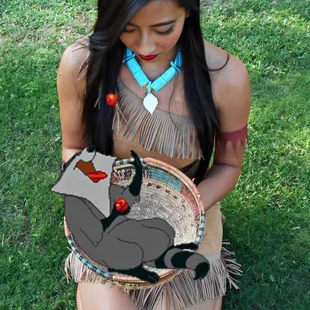 Pocahontas costume Ly made from scratch for More to the Story Entertainment.