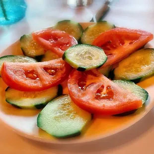 I know this is super simple, but on a hot day, it's perfect! Cucumber Tomato Salad $5.95