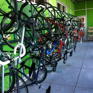 Bike parking abounds at our co-op!