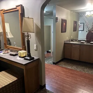 Ladies bathroom is very nice and spacious.