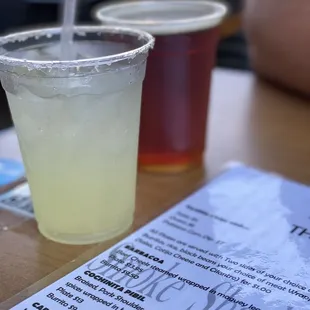 50 degree beer, no frozen margs (offered)