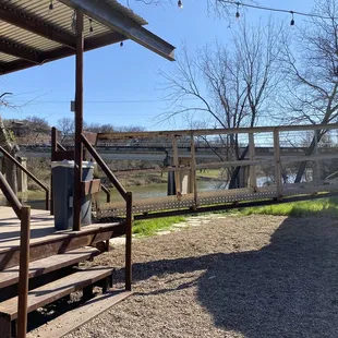 Outdoor seating boasts river views and sunshine