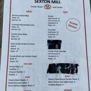 menu