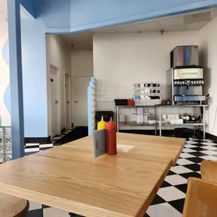 Restrooms and soda fountain area