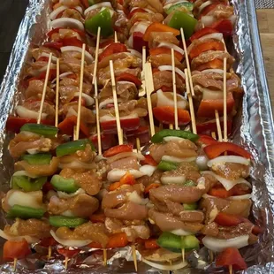 Thiese are chicken  pinchos or kabobs