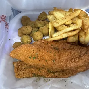 Fried Catfish, Okra, and Fries