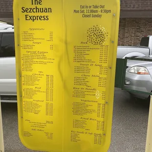 Drive through menu