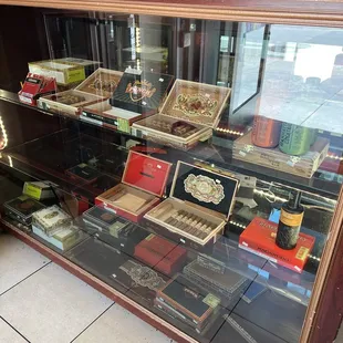 a display case full of cigars
