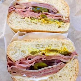 two halves of a sandwich