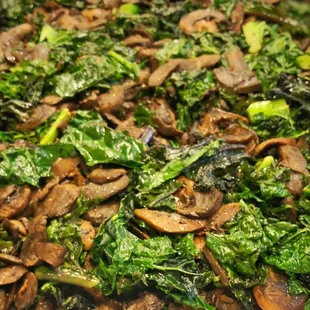 Sauteed mushrooms and kale