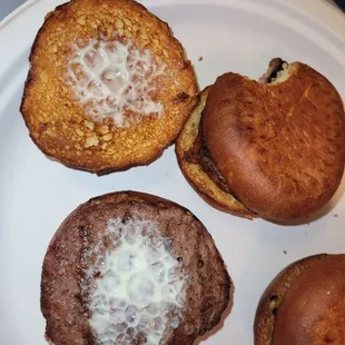 Burnt buns, dry meat, and zero cheese.