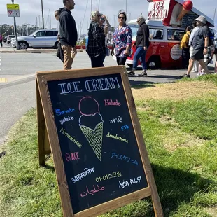 a chalkboard sign