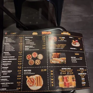 a menu on a table