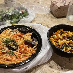 Frutti Di Mare Fradiavolo; Cavatelli Salsiccia and Broccoli di Rape
