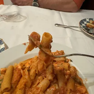 Disintegrating, over cooked pasted. Disgusting.