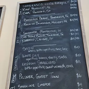 Drink menu June 28th 2024