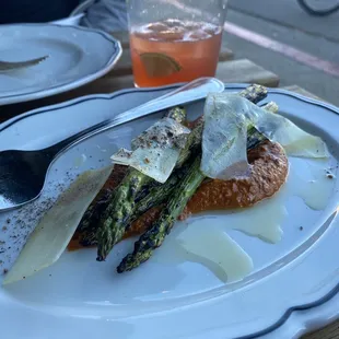 Grilled Asparagus, romesco, pecorino