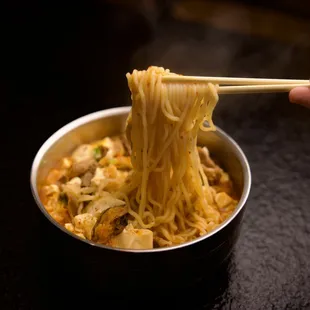 Kimchi &amp; Beef Soondubu Jjigae w. Ramen Noodles