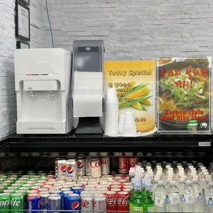 Didn't see the complementary hot/cold water until afterwards