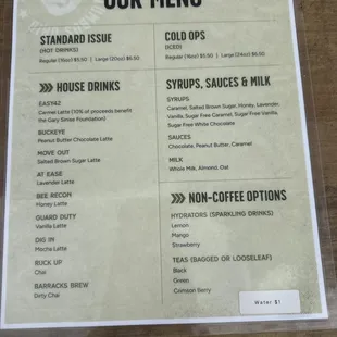 menu