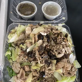 Garden Salad with upcharged &quot;veggies,&quot; plus .... Pre-eaten chicken