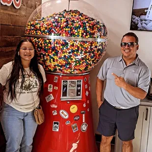 The famous gumball machine at each location