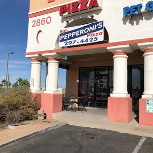 the front of the restaurant