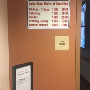 Game room hours