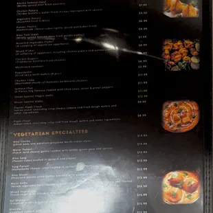 Appetizers and Vegetarian Specialties