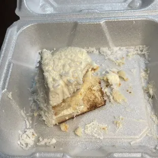 Half eaten delicious Coconut Cake