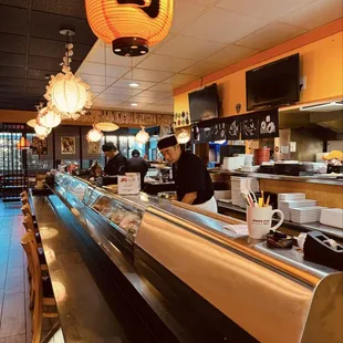 interior, sushi and sashimi
