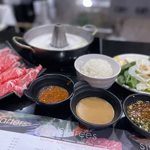 a variety of asian food