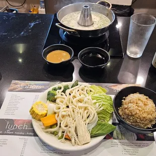 The complimentary components of the evening. Waiting for the meat to arrive.