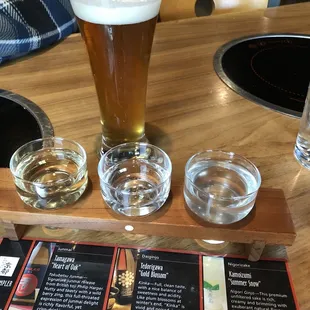 Saki sampler and Sapporo