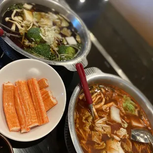 Crab broth, sukiyaki broth, crab sticks