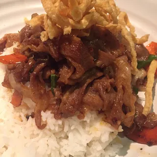 Spicy Pork Belly Over Rice