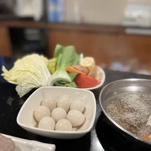 a variety of food items on a counter