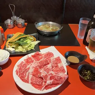 Medium Kobe Beef with Miso Broth and vegetables