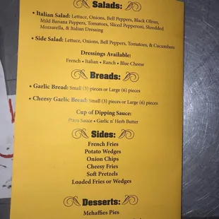 menu