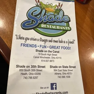 Menu front