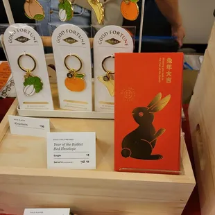 a display of key chains