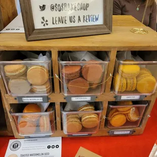 a display of macarons