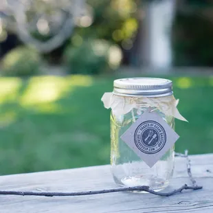 I was too slow in taking a picture, so all that's left is the jar that held the delicious macarons